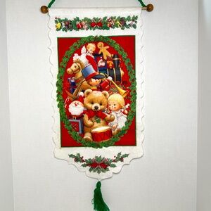 Rare Vintage Morehead Christmas Felt Wall Hanging Decoration Toys 27" to tassel
